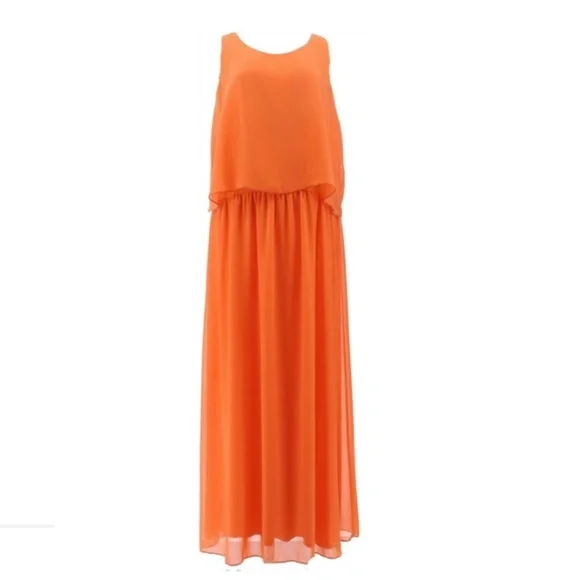 Dg2 by Diane Gilman Dresses | New Womens Dg2 Diane Gilman Light Chiffon Flowy Maxi Tank Dress Xs Tangerine | Color: Orange/Yellow | Size: Xs |